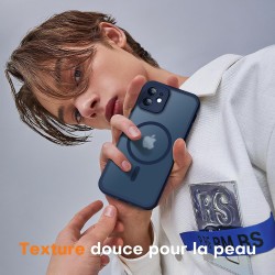 TOCOL Coque Magnétique pour iPhone 12 6,1 Pouces, Compatible avec MagSafe, Protection de l'objectif améliorée, Coque Mat Translu