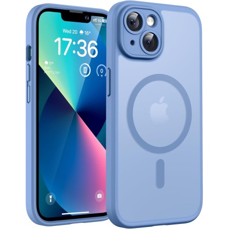 TOCOL Coque Magnétique pour iPhone 13 6,1 Pouces, Compatible avec MagSafe, Protection de l'objectif améliorée, Coque Mat Translu