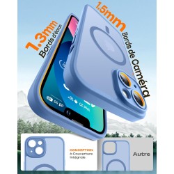 TOCOL Coque Magnétique pour iPhone 13 6,1 Pouces, Compatible avec MagSafe, Protection de l'objectif améliorée, Coque Mat Translu