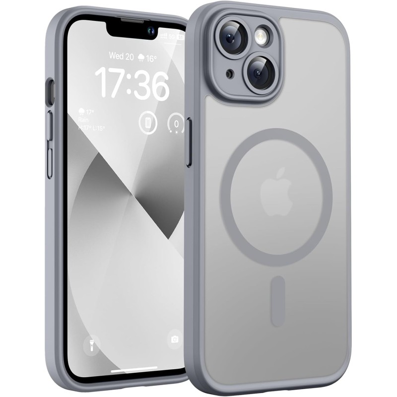 TOCOL Coque Magnétique pour iPhone 13 6,1 Pouces, Compatible avec MagSafe, Protection de l'objectif améliorée, Coque Mat Translu