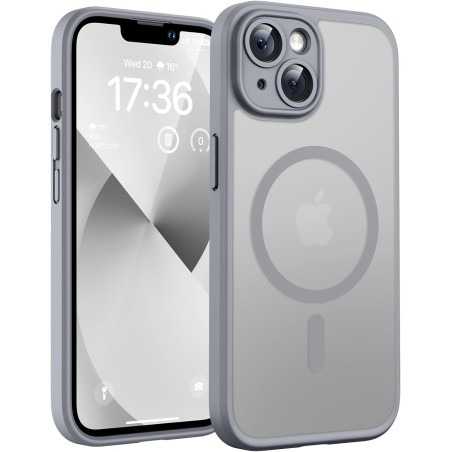 TOCOL Coque Magnétique pour iPhone 13 6,1 Pouces, Compatible avec MagSafe, Protection de l'objectif améliorée, Coque Mat Translu