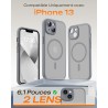 TOCOL Coque Magnétique pour iPhone 13 6,1 Pouces, Compatible avec MagSafe, Protection de l'objectif améliorée, Coque Mat Translu