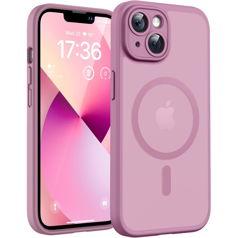 TOCOL Coque Magnétique pour iPhone 13 6,1 Pouces, Compatible avec MagSafe, Protection de l'objectif améliorée, Coque Mat Translu
