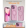 TOCOL Coque Magnétique pour iPhone 13 6,1 Pouces, Compatible avec MagSafe, Protection de l'objectif améliorée, Coque Mat Translu