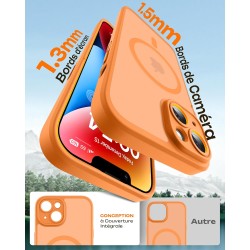 Tocol coque magnétique pour iphone 14 6,1 pouces, compatible avec magsafe, protection de l'objectif améliorée, coque mat translu