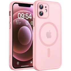 TOCOL Coque Magnétique pour iPhone 12 6,1 Pouces, Compatible avec MagSafe, Protection de l'objectif améliorée, Coque Mat Translu