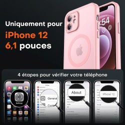 TOCOL Coque Magnétique pour iPhone 12 6,1 Pouces, Compatible avec MagSafe, Protection de l'objectif améliorée, Coque Mat Translu