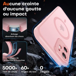 TOCOL Coque Magnétique pour iPhone 12 6,1 Pouces, Compatible avec MagSafe, Protection de l'objectif améliorée, Coque Mat Translu