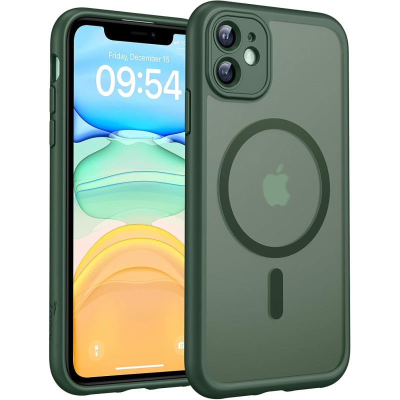 TOCOL Coque Magnétique pour iPhone 11 6,1 Pouces, Compatible avec MagSafe, Protection de l'objectif améliorée, Coque Mat Translu
