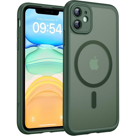 TOCOL Coque Magnétique pour iPhone 11 6,1 Pouces, Compatible avec MagSafe, Protection de l'objectif améliorée, Coque Mat Translu