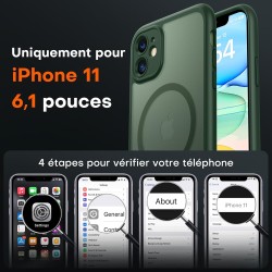 TOCOL Coque Magnétique pour iPhone 11 6,1 Pouces, Compatible avec MagSafe, Protection de l'objectif améliorée, Coque Mat Translu