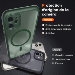 TOCOL Coque Magnétique pour iPhone 11 6,1 Pouces, Compatible avec MagSafe, Protection de l'objectif améliorée, Coque Mat Translu