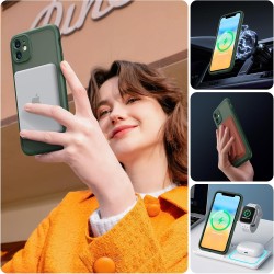 TOCOL Coque Magnétique pour iPhone 11 6,1 Pouces, Compatible avec MagSafe, Protection de l'objectif améliorée, Coque Mat Translu