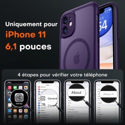 TOCOL Coque Magnétique pour iPhone 11 6,1 Pouces, Compatible avec MagSafe, Protection de l'objectif améliorée, Coque Mat Translu
