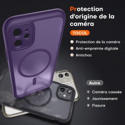 TOCOL Coque Magnétique pour iPhone 11 6,1 Pouces, Compatible avec MagSafe, Protection de l'objectif améliorée, Coque Mat Translu