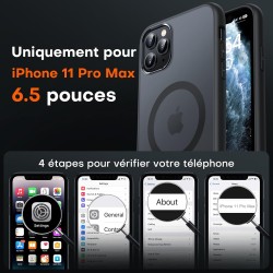 TOCOL Coque Magnétique pour iPhone 11 Pro Max 6,5 Pouces, Compatible avec MagSafe, Coque Mat Translucide Fine Antichoc, Noir