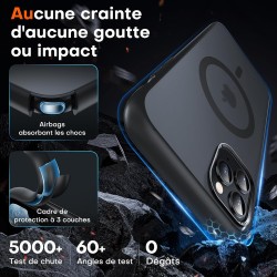 TOCOL Coque Magnétique pour iPhone 11 Pro Max 6,5 Pouces, Compatible avec MagSafe, Coque Mat Translucide Fine Antichoc, Noir