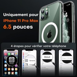 TOCOL Coque Magnétique pour iPhone 11 Pro Max 6,5 Pouces, Compatible avec MagSafe, Pas Facile à Jaunir, Fine Antichoc, Transpare