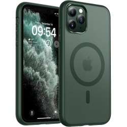 TOCOL Coque Magnétique pour iPhone 11 Pro Max 6,5 Pouces, Compatible avec MagSafe, Coque Mat Translucide Fine Antichoc, Vert Alp