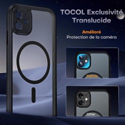 TOCOL Coque Magnétique pour iPhone 11 6,1 Pouces, Compatible avec MagSafe, Protection de l'objectif améliorée, Coque Mat Translu