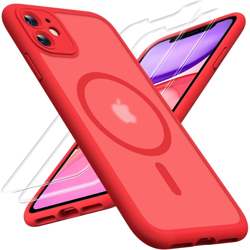 TOCOL Coque Magnétique pour iPhone 11 6,1 Pouces, Compatible avec MagSafe, Protection de l'objectif améliorée, Coque Mat Translu