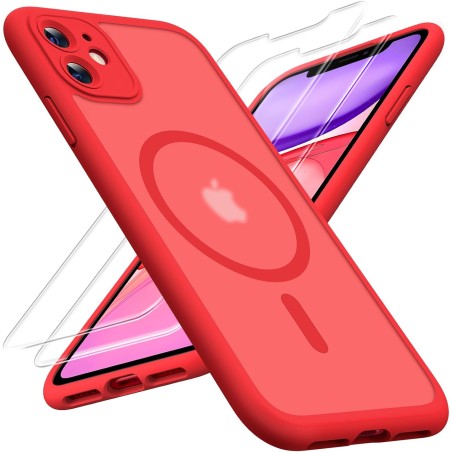 TOCOL Coque Magnétique pour iPhone 11 6,1 Pouces, Compatible avec MagSafe, Protection de l'objectif améliorée, Coque Mat Translu