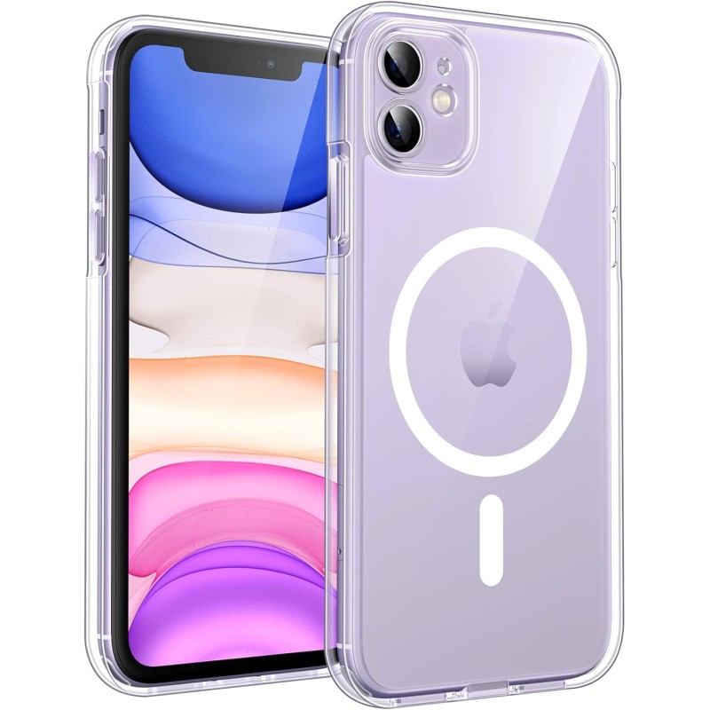 TOCOL Coque Magnétique pour iPhone 11 6,1 Pouces, Compatible avec MagSafe, Pas Facile à Jaunir, Protection de l'objectif amélior