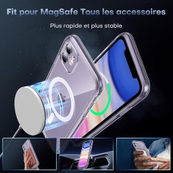 TOCOL Coque Magnétique pour iPhone 11 6,1 Pouces, Compatible avec MagSafe, Pas Facile à Jaunir, Protection de l'objectif amélior