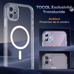 TOCOL Coque Magnétique pour iPhone 11 6,1 Pouces, Compatible avec MagSafe, Pas Facile à Jaunir, Protection de l'objectif amélior