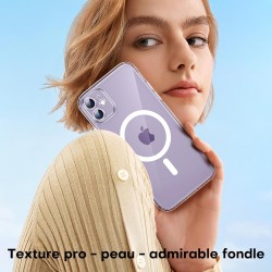 TOCOL Coque Magnétique pour iPhone 11 6,1 Pouces, Compatible avec MagSafe, Pas Facile à Jaunir, Protection de l'objectif amélior