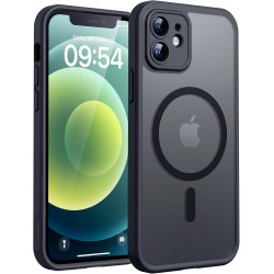TOCOL Coque Magnétique pour iPhone 12 6,1 Pouces, Compatible avec MagSafe, Protection de l'objectif améliorée, Coque Mat Translu