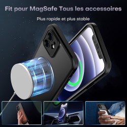 TOCOL Coque Magnétique pour iPhone 12 6,1 Pouces, Compatible avec MagSafe, Protection de l'objectif améliorée, Coque Mat Translu