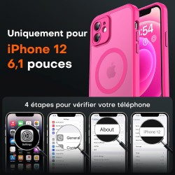 TOCOL Coque Magnétique pour iPhone 12 6,1 Pouces, Compatible avec MagSafe, Protection de l'objectif améliorée, Coque Mat Translu
