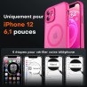 TOCOL Coque Magnétique pour iPhone 12 6,1 Pouces, Compatible avec MagSafe, Protection de l'objectif améliorée, Coque Mat Translu