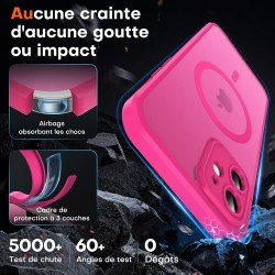 TOCOL Coque Magnétique pour iPhone 12 6,1 Pouces, Compatible avec MagSafe, Protection de l'objectif améliorée, Coque Mat Translu