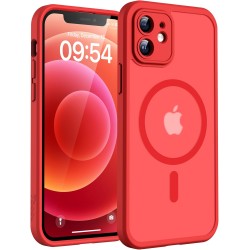 TOCOL Coque Magnétique pour iPhone 12 6,1 Pouces, Compatible avec MagSafe, Protection de l'objectif améliorée, Coque Mat Translu