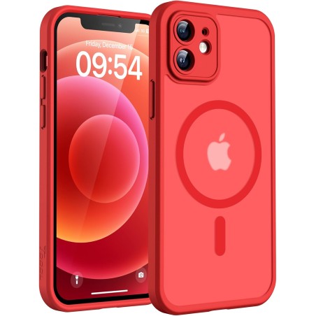 TOCOL Coque Magnétique pour iPhone 12 6,1 Pouces, Compatible avec MagSafe, Protection de l'objectif améliorée, Coque Mat Translu