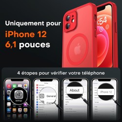 TOCOL Coque Magnétique pour iPhone 12 6,1 Pouces, Compatible avec MagSafe, Protection de l'objectif améliorée, Coque Mat Translu
