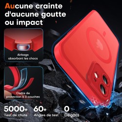 TOCOL Coque Magnétique pour iPhone 12 6,1 Pouces, Compatible avec MagSafe, Protection de l'objectif améliorée, Coque Mat Translu