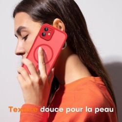 TOCOL Coque Magnétique pour iPhone 12 6,1 Pouces, Compatible avec MagSafe, Protection de l'objectif améliorée, Coque Mat Translu