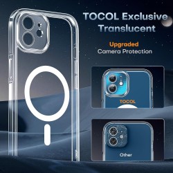 TOCOL Coque Magnétique pour iPhone 12 6,1 Pouces, Compatible avec MagSafe, Pas Facile à Jaunir, Protection de l'objectif amélior