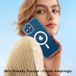 TOCOL Coque Magnétique pour iPhone 12 6,1 Pouces, Compatible avec MagSafe, Pas Facile à Jaunir, Protection de l'objectif amélior
