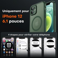 TOCOL Coque Magnétique pour iPhone 12 6,1 Pouces, Compatible avec MagSafe, Protection de l'objectif améliorée, Coque Mat Translu