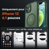 TOCOL Coque Magnétique pour iPhone 12 6,1 Pouces, Compatible avec MagSafe, Protection de l'objectif améliorée, Coque Mat Translu