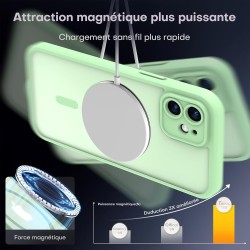 TOCOL Coque Magnétique Uniquement pour iPhone 12 6,1 Pouces, Compatible avec MagSafe, Protection de l'objectif améliorée, Coque 