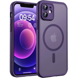 TOCOL Coque Magnétique pour iPhone 12 6,1 Pouces, Compatible avec MagSafe, Protection de l'objectif améliorée, Coque Mat Translu