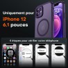 TOCOL Coque Magnétique pour iPhone 12 6,1 Pouces, Compatible avec MagSafe, Protection de l'objectif améliorée, Coque Mat Translu