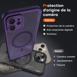 TOCOL Coque Magnétique pour iPhone 12 6,1 Pouces, Compatible avec MagSafe, Protection de l'objectif améliorée, Coque Mat Translu