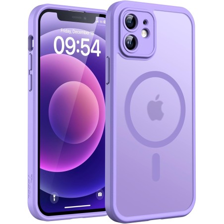 TOCOL Coque Magnétique pour iPhone 12 6,1 Pouces, Compatible avec MagSafe, Protection de l'objectif améliorée, Coque Mat Translu