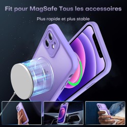 TOCOL Coque Magnétique pour iPhone 12 6,1 Pouces, Compatible avec MagSafe, Protection de l'objectif améliorée, Coque Mat Translu